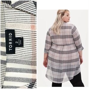 Torrid Black and White Plaid Button Down Shirt